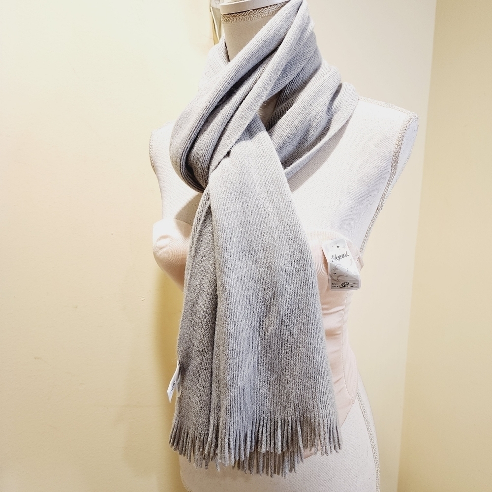 CALVIN KLEIN Light Gay Unisex Fringe scarf - Picture 2 of 8